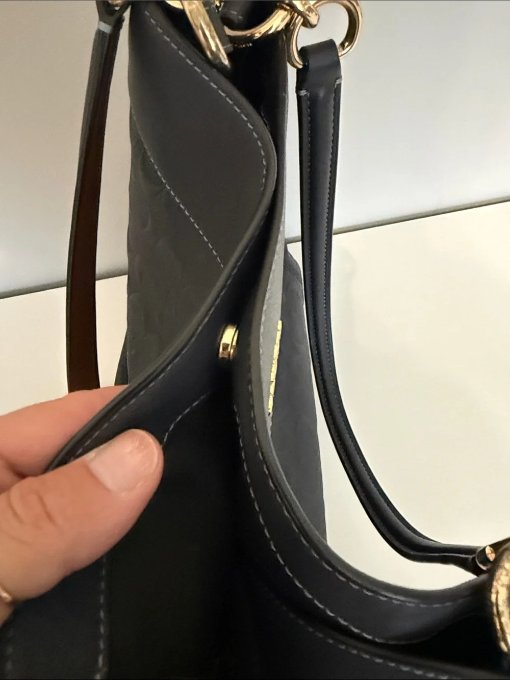 Coach Gray Embossed Leather Lexus Shoulder Hobo Bag with Gold Hardware